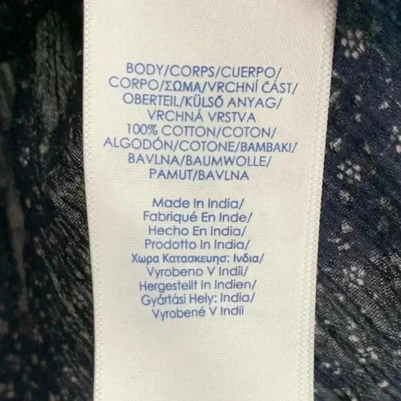 Chaps Women's Top Size Medium Navy Blue and White Flare Sleeve Scoop Neck - Picture 2 of 7